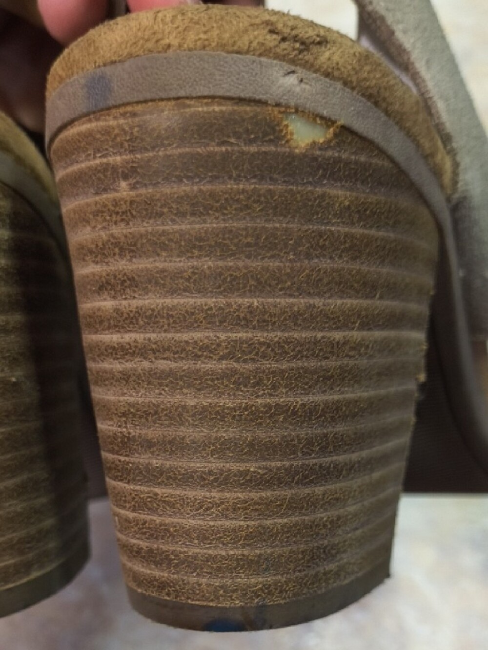 TOMS Women's Taupe Suede Wedge Sandals - Picture 3 of 8